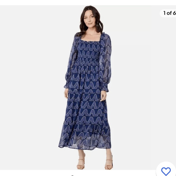 Moon River Dresses & Skirts - Anthropologie Moon River blue print maxi dress. Smocked bodice. Square neck M